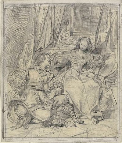 Dame und Kavalier von Eugène François Marie Joseph Devéria