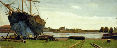 Schiff am Dock von Federigo Zandomeneghi