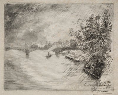 Ansicht der Brücke von Saint-Pères, 1877 von Felix Bracquemond