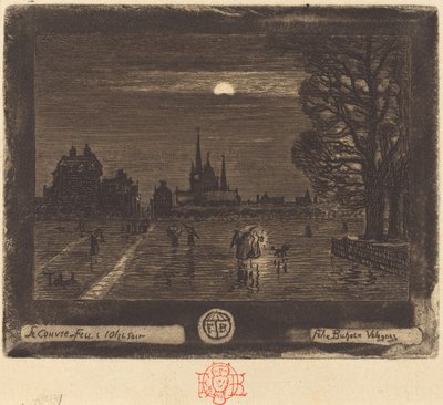 Le Couvre-Feu (Das Ausgangssperre) [recto] (1874-1875) von Felix Hilaire Buhot