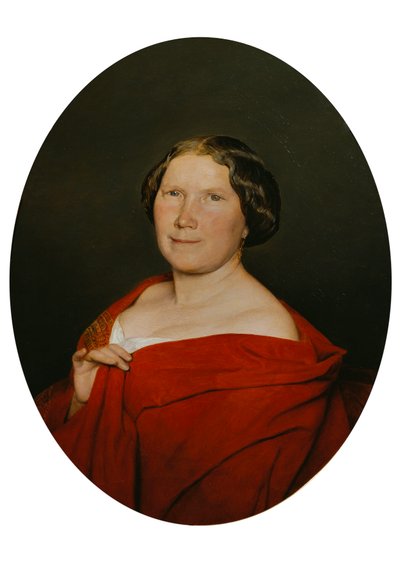 Frau mit lachsrotem Umhang von Ferdinand Georg Waldmuller