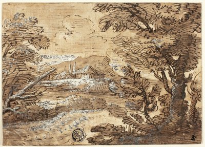 Landschaft mit Haus in der Ferne von Ferdinand Kobell