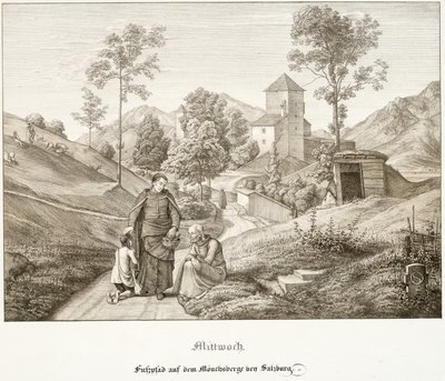Mittwoch: Fußweg am Mönchsberg bei Salzburg von Ferdinand Olivier
