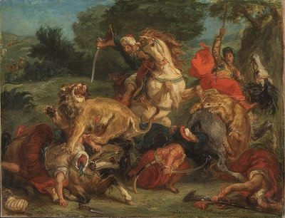 Die Löwenjagd von Ferdinand Victor Eugene Delacroix