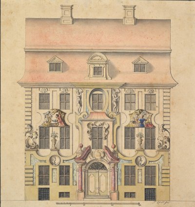 Architektonischer Entwurf für eine Fassade, 1739-69 von Ferenc Speth