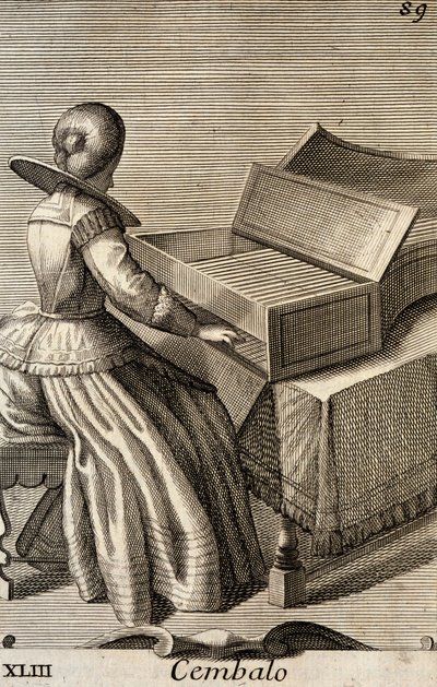 Frau spielt Cembalo von Filippo Bonanni