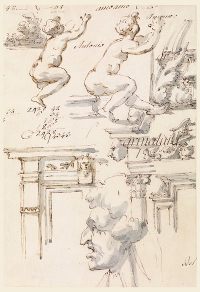 Architektonische Details und Figurenstudien von Filippo Marchionni