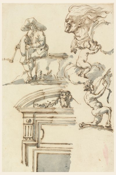Türrahmen und Figurenstudien von Filippo Marchionni