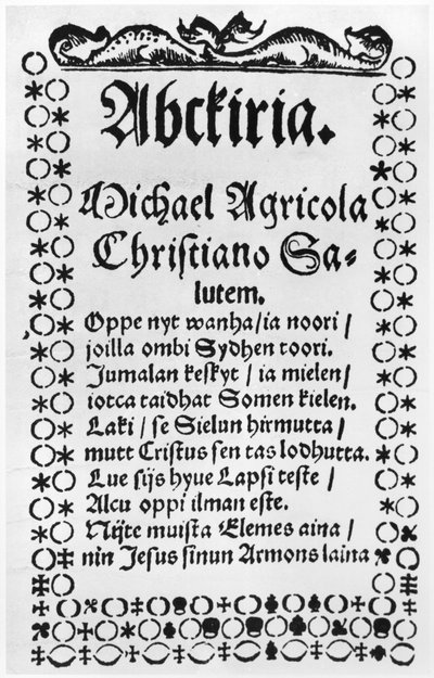 Alphabet-Fibel von Mikael Agricola (1508-57) (Druck) von Finnish School