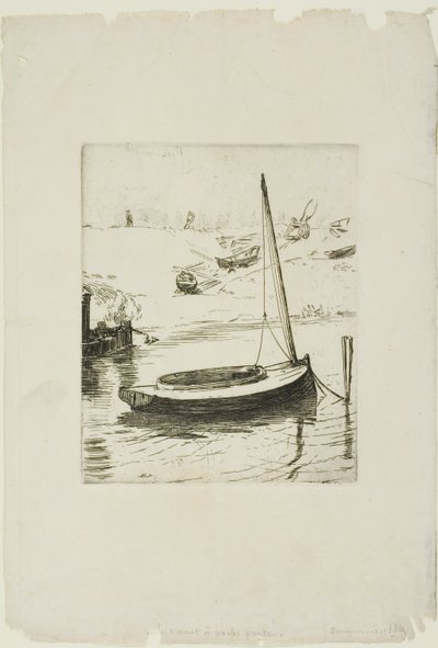Das Boot mit gesenktem Segel von Félix Henri Bracquemond
