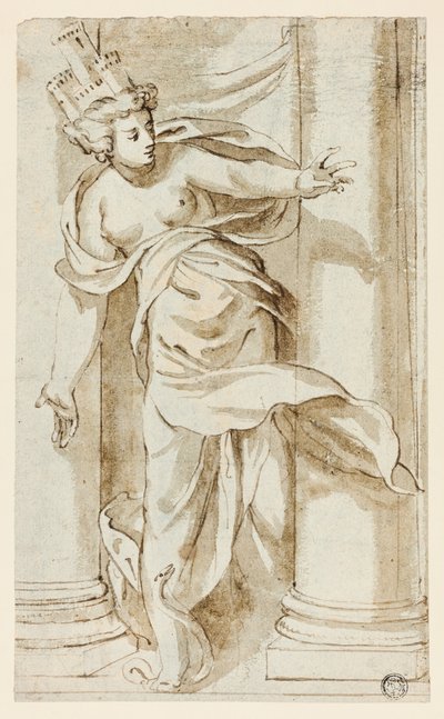 Kybele tritt auf eine Schlange von Follower of Paolo Farinato