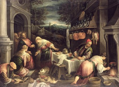 Jesus mit Maria und Martha von Francesco Bassano
