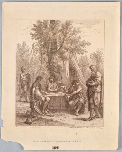 Abraham bewirtet drei Engel von Francesco Bartolozzi