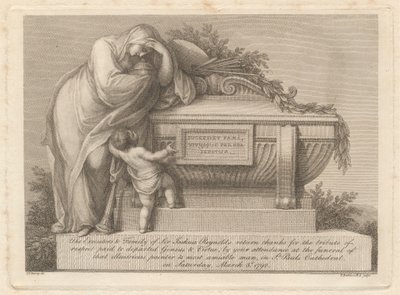 Trauerkarte von Sir Joshua Reynolds von Francesco Bartolozzi