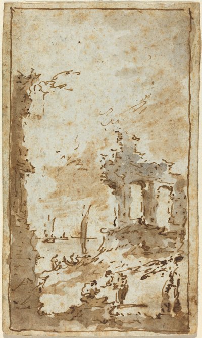 Ein Capriccio von Ruinen an der Lagune von Francesco Guardi