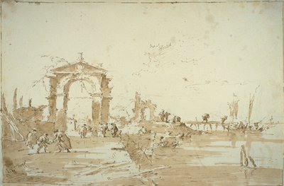 Tor in der Nähe einer Landungsbrücke von Francesco Guardi