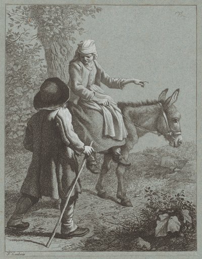 Junge und Mädchen mit einem Esel von Francesco Londonio