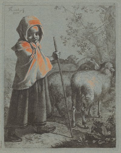 Kindliche Schäferin mit Herde von Francesco Londonio