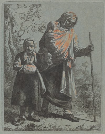 Bäuerin mit Baby und kleinem Mädchen von Francesco Londonio