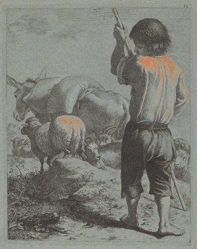 Hirte mit Esel, Schaf und Ziege von Francesco Londonio