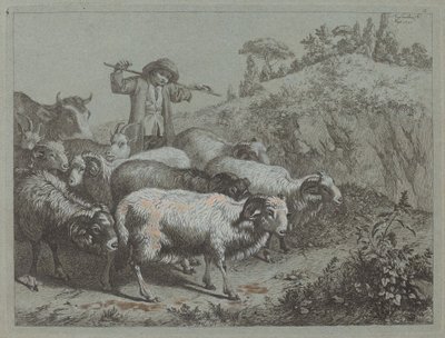 Schäfer mit seiner Herde von Francesco Londonio