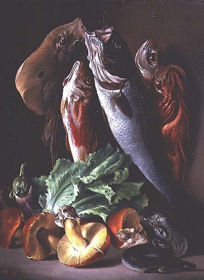 Stillleben mit Fisch von Francesco Malacrea