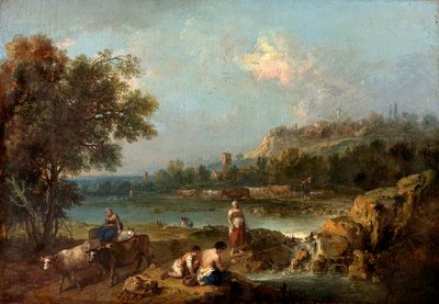 Flusslandschaft mit Bauern von Francesco Zuccarelli