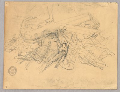 Skizze von Figuren, die ein Kreuz tragen von Francis Augustus Lathrop