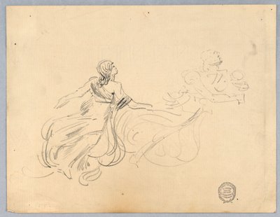 Skizze von zwei weiblichen Figuren von Francis Augustus Lathrop