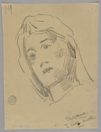 Skizze eines Frauenkopfes von Francis Augustus Lathrop