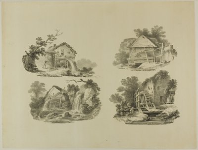 Mühlräder in der Nähe von Abergele, Denbigh, Whitby, Richmond von Francis Nicholson