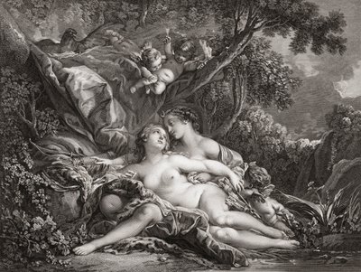 Jupiter und Kallisto. (Druck) von Francois (after) Boucher