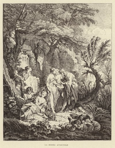 Das gute Abenteuer (Gravur) von Francois (after) Boucher