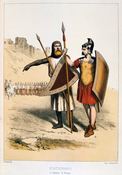 Stationarii, ein Gallier und ein Römer, um 1887 von Francois Cudet