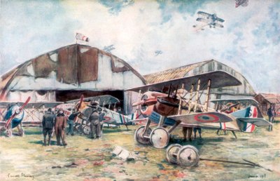 Französischer Jagdgeschwader-Flugplatz von Francois Flameng