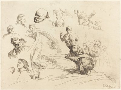 Skizzenblatt von Francois Nicolas Chifflart