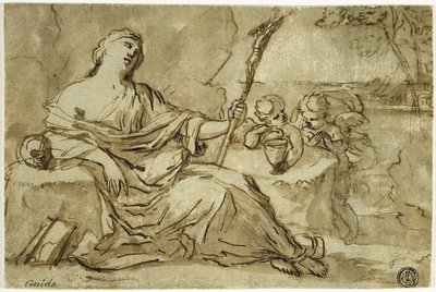 Magdalena in der Wildnis mit zwei Putti von Francois Perrier