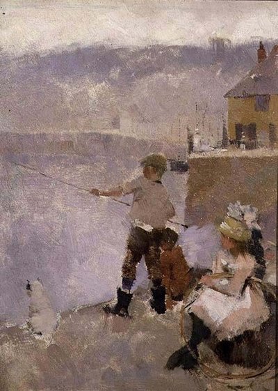 Angeln am Kai von Frank Bramley