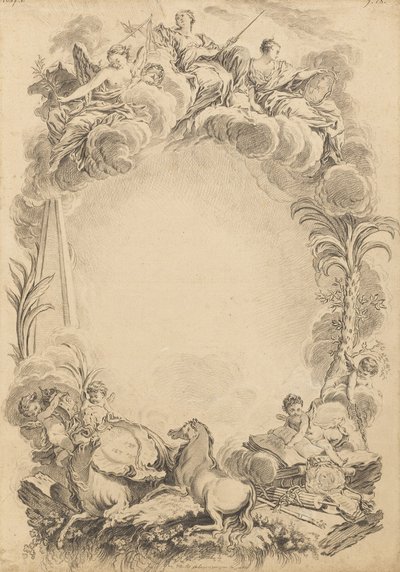 Design für ein Wappenschild zu Ehren von William Earl Cowper (ca. 1665-1723) von François Boucher