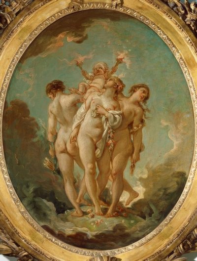 Die drei Grazien mit Amor von François Boucher