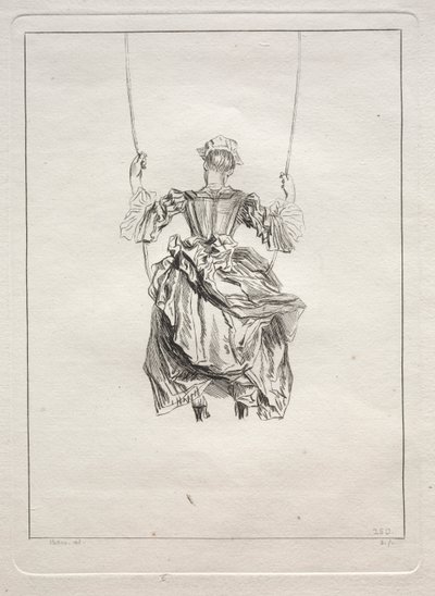 Frau auf einer Schaukel, von hinten gesehen von François Boucher
