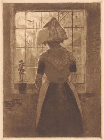 Seeländisches Mädchen vor Fenster von Frans Hermesdorf
