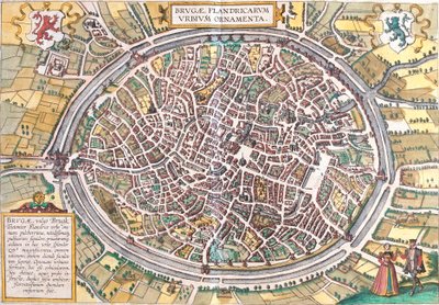 Karte von Brügge (Brugae), Belgien (Radierung) von Franz Hogenberg