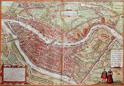 Karte von Lyon - Frankreich (Gravur) von Franz Hogenberg