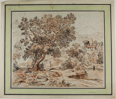 Figuren in idyllischer italienischer Landschaft von Franz Kobell