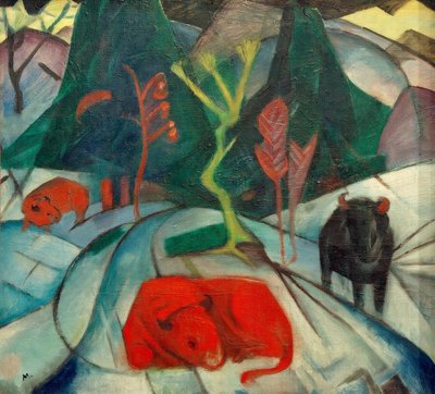 Bison im Winter (Roter Bison) von Franz Marc