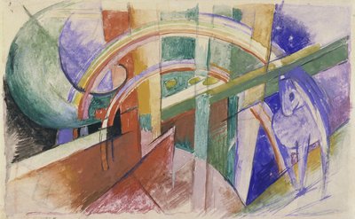 Blaues Pferd mit Regenbogen von Franz Marc