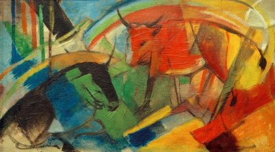 Kleines Bild mit Rindern von Franz Marc