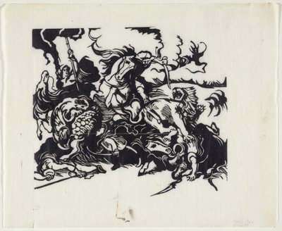 Löwenjagd nach Delacroix von Franz Marc