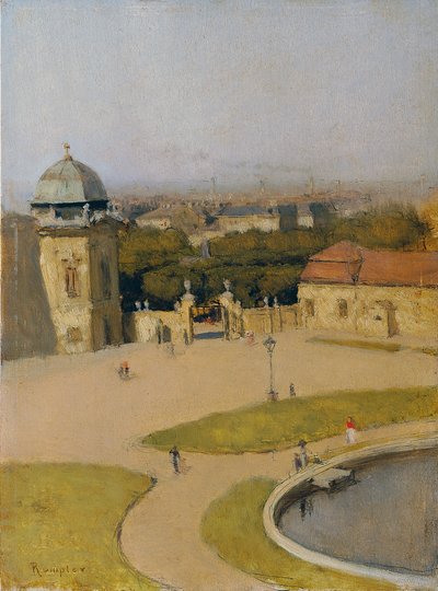 Blick von Südwest auf das Obere Belvedere von Franz Rumpler
